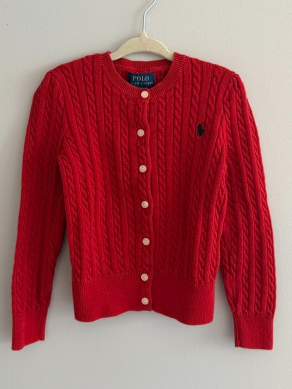 Polo Ralph Lauren Red Mini-Cable Cotton Cardigan 5
